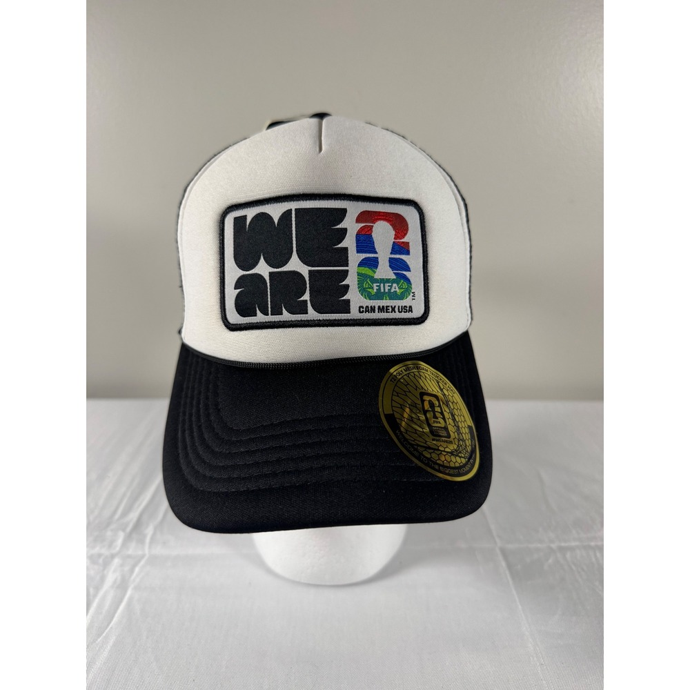 FIFA World Cup 2026 We Are 26 Trucker Hat Cap Black White Canada Mexico USA NWT